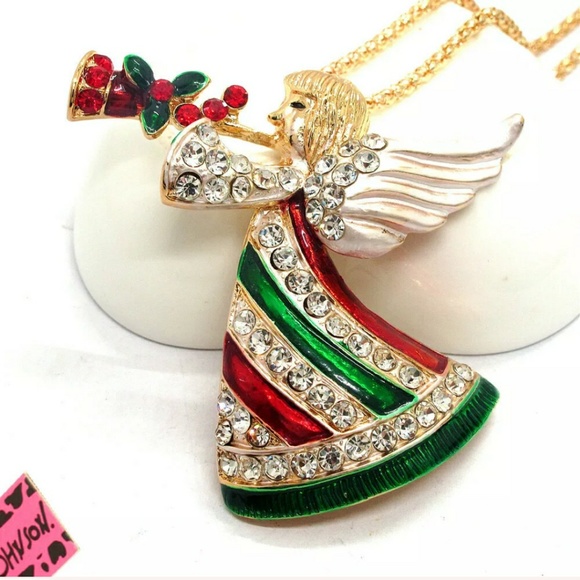 Betsey Johnson Jewelry Nwt Betsey Johnson Christmas Angel Necklace